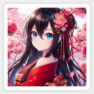 Anime girl in kimono Sticker